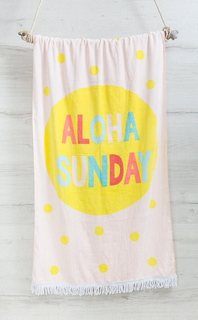 Bambury Fringed Printed Beach Towel (80 x 160cm) - Aloha