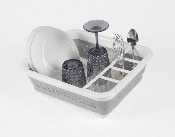 Madesmart Collapsible Dish Rack - White & Grey