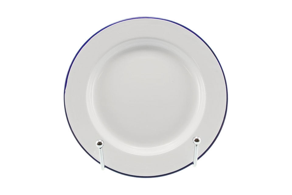 Falcon Enamel Dinner Plate 26cm - White with Blue Rim
