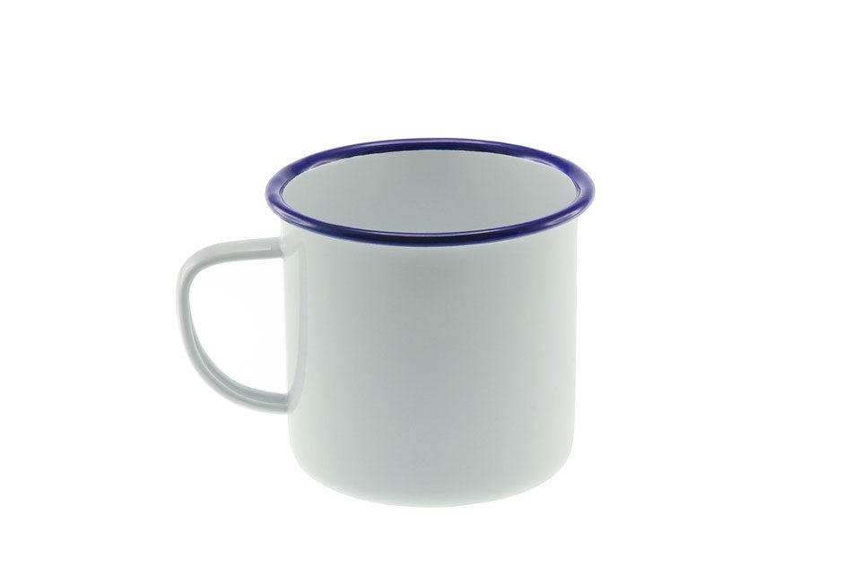 Falcon Enamel Mug 350ML - White with Blue Rim