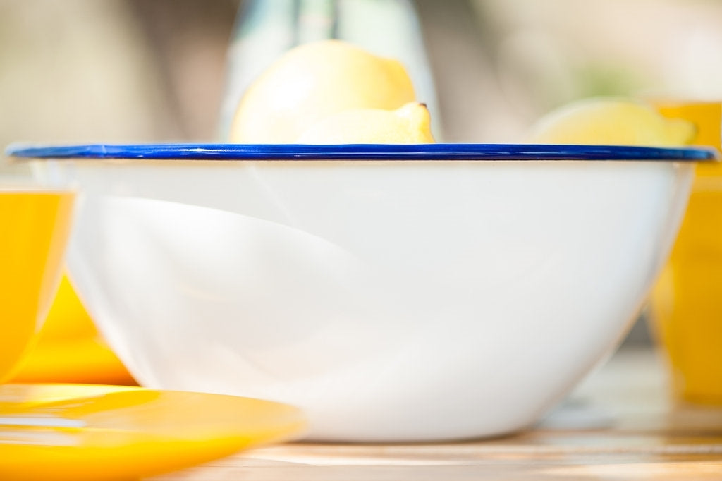 Falcon Enamel Mixing Bowls Set - White with Blue Rim