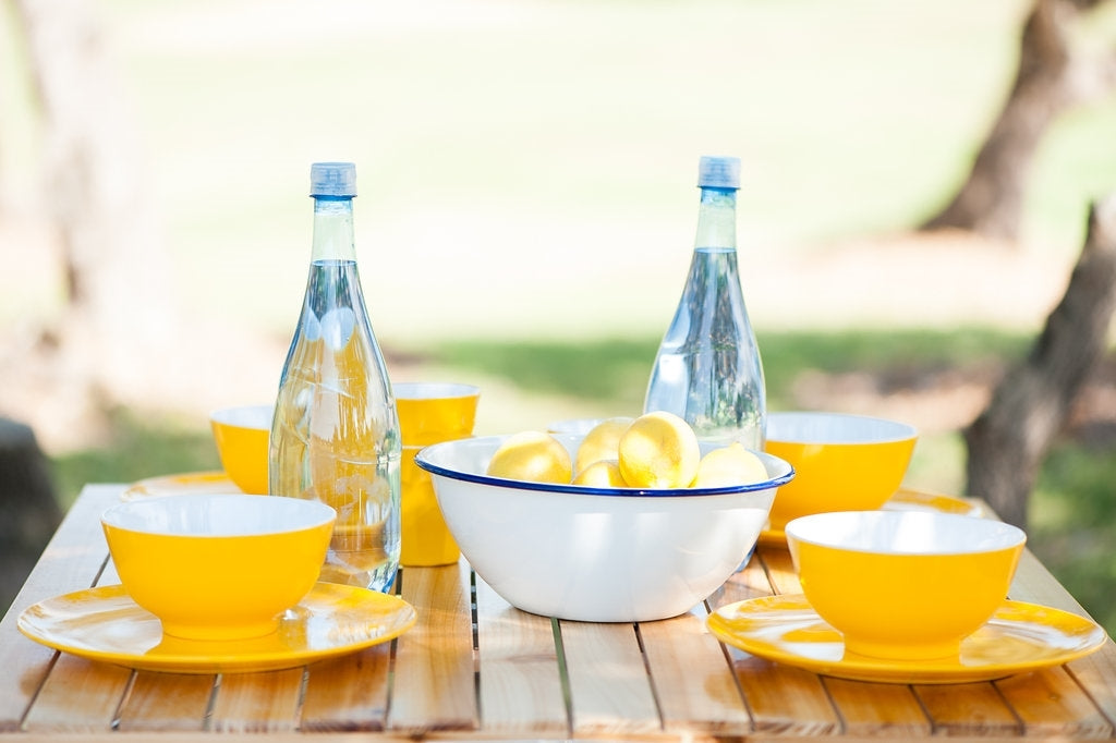 Falcon Enamel Mixing Bowls Set - White with Blue Rim