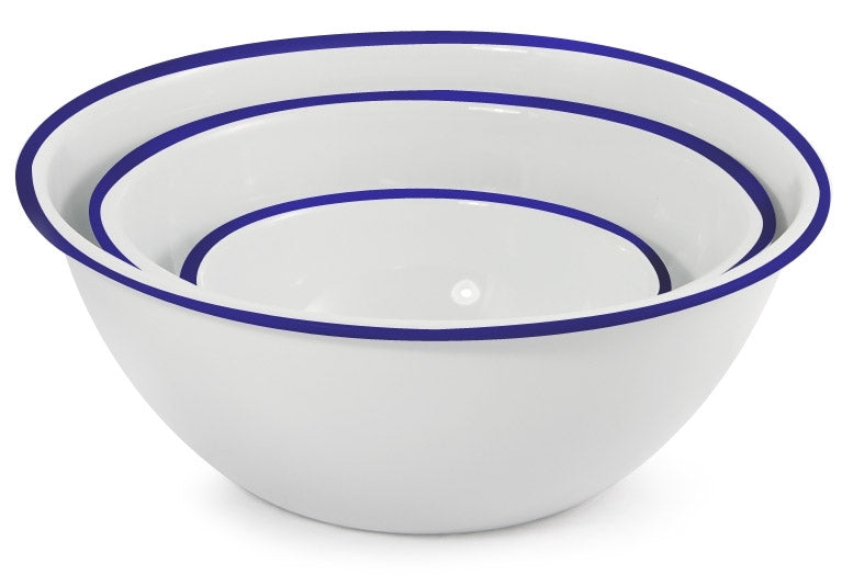 Falcon Enamel Mixing Bowls Set - White with Blue Rim
