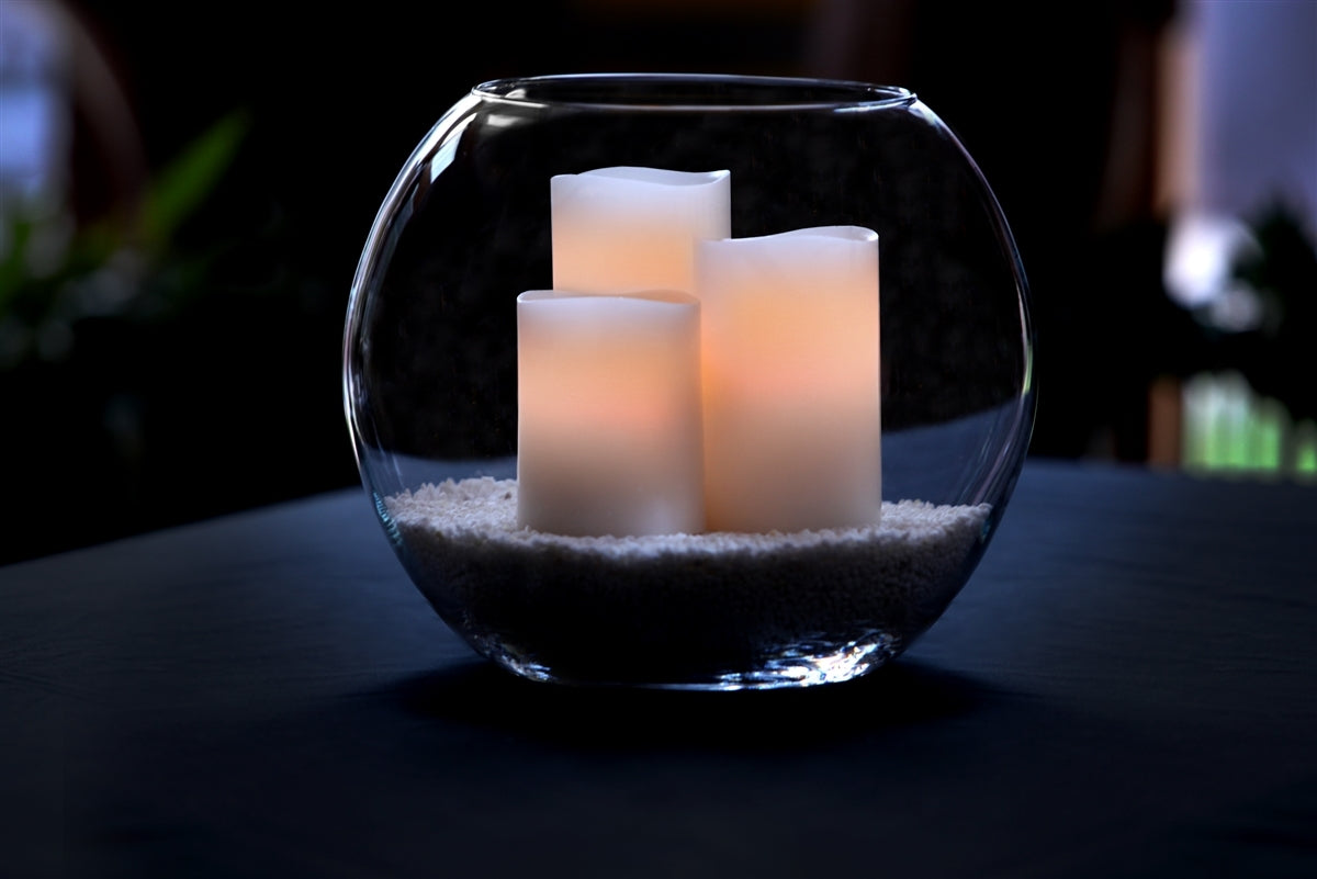 Enjoy Flameless LED Real Wax Pillar Candles - 3 Pack Gift Box