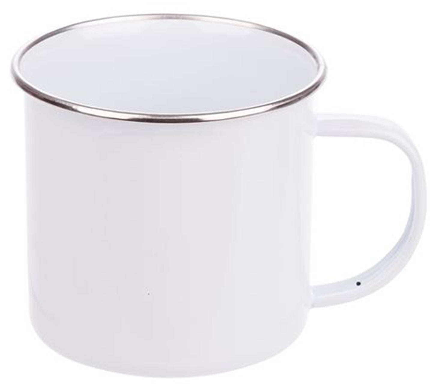 Falcon Enamel Mug 500ML - White with Stainless Steel Rim