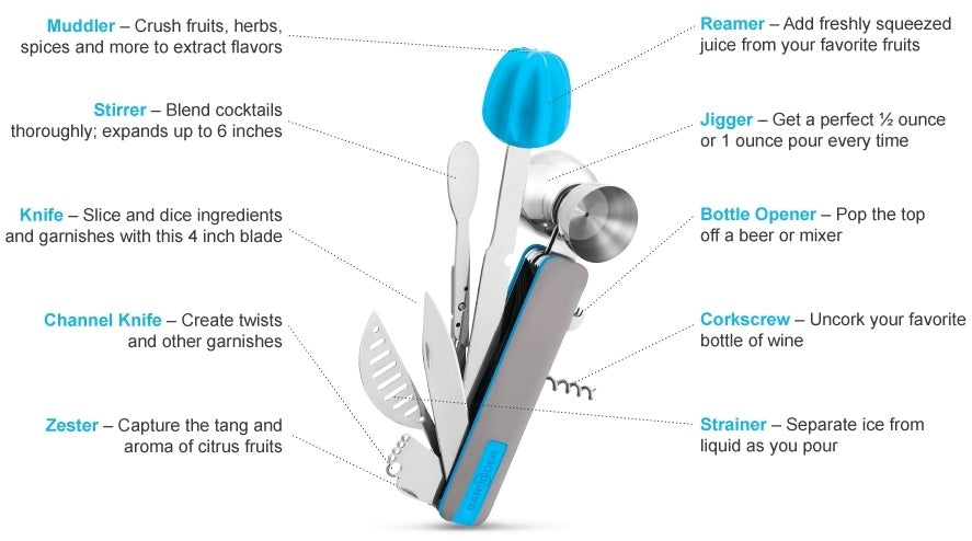 Bartender Cocktail Multi Tool 10-in-1