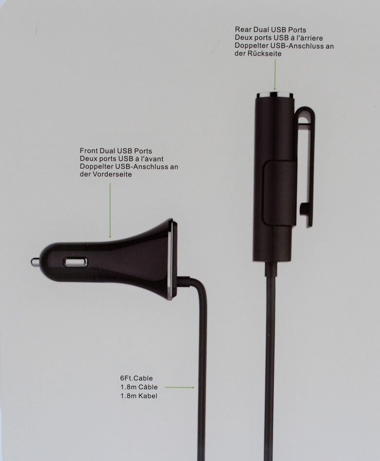 Ultra-fast 9.6amp 4 port USB car charger