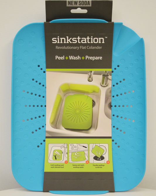 Sinkstation Flat Colander Sky Blue 34x27cm