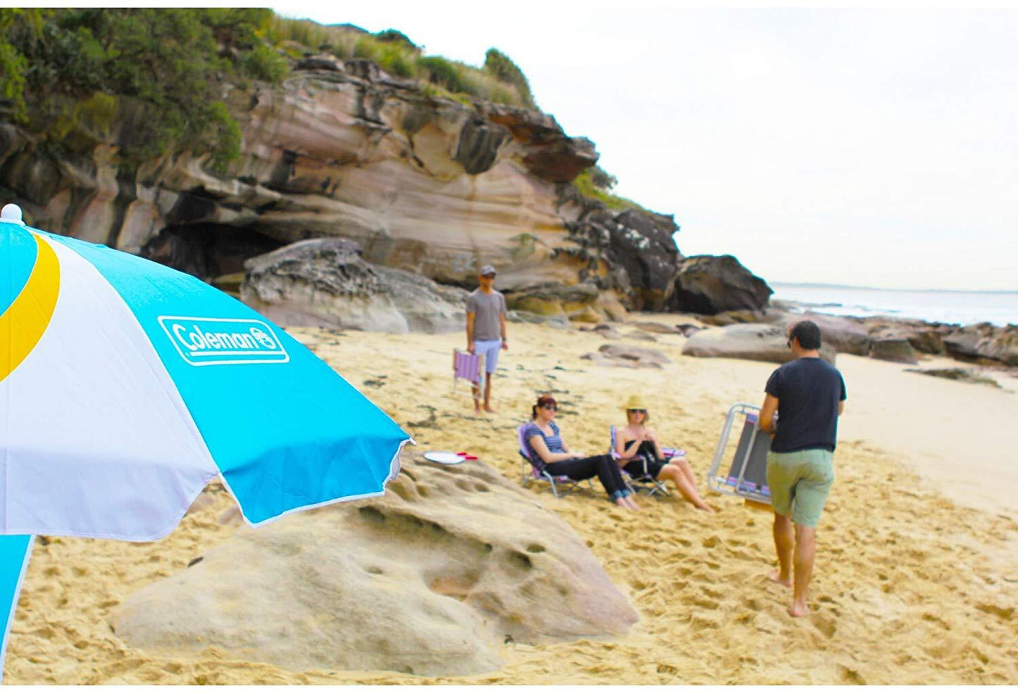 Coleman Beach Umbrella (Blue & White)