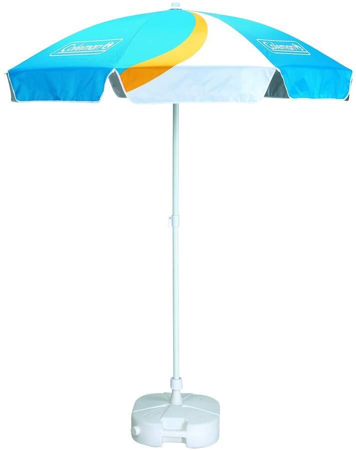 coleman patio umbrella Coleman Beach Umbrella (Blue & White) – Glamp My Camp