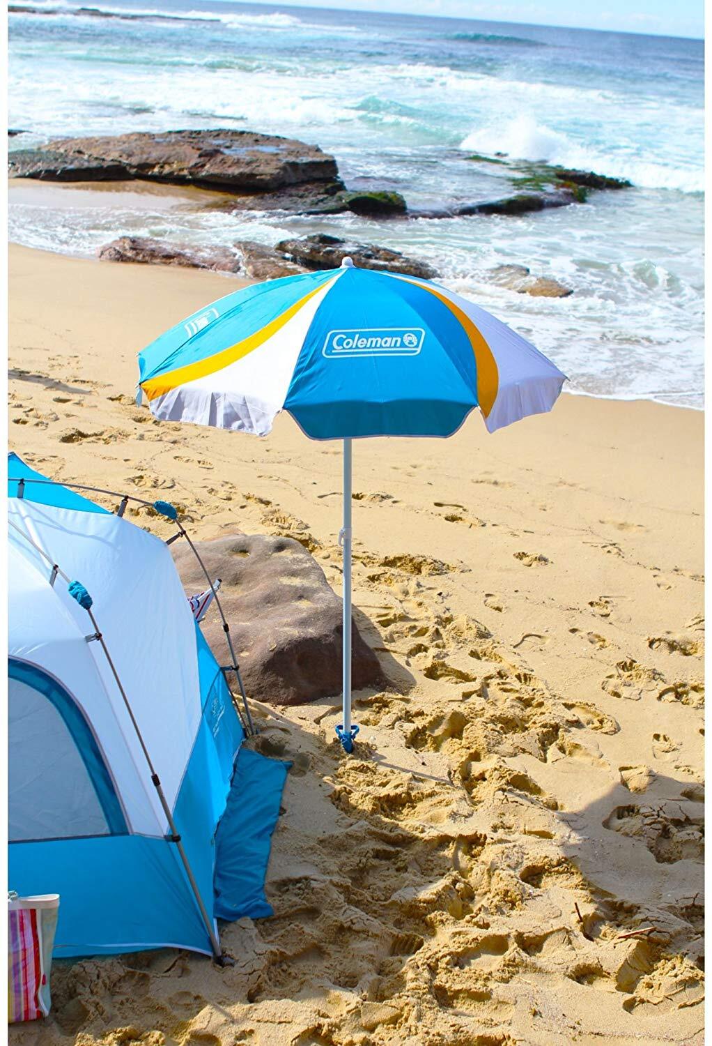 Coleman Beach Umbrella (Blue & White)