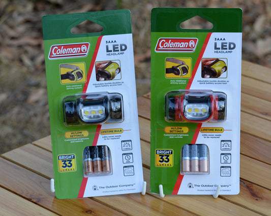 Coleman Headlamp 3AAA LED Twin Pack (2 Headlamps - one red and one black)