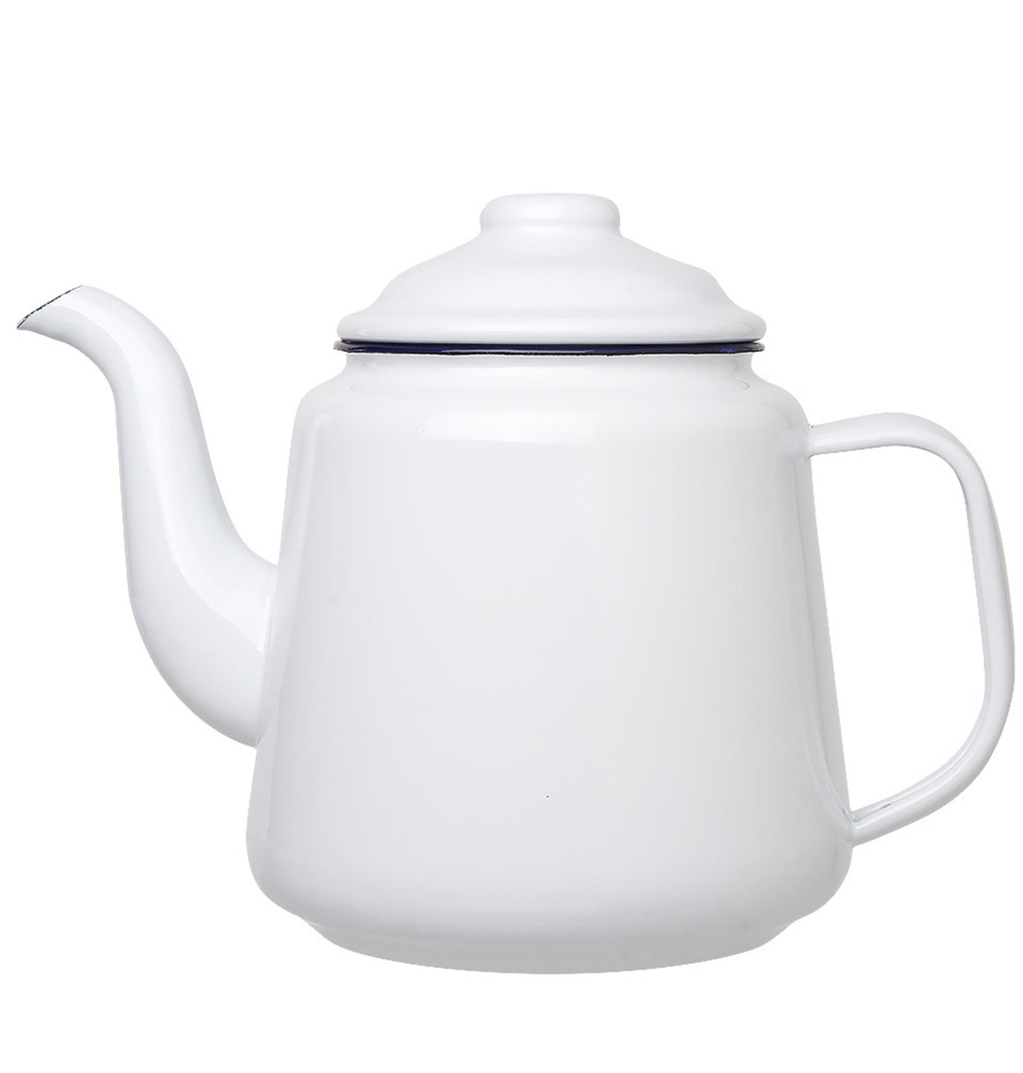 Falcon Enamel Teapot 900ml - White with Blue Rim