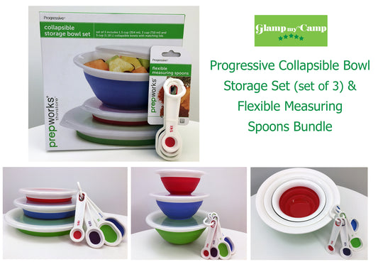 Progressive Collapsible Bowl Storage Set & Flexible Measuring Spoons Bundle