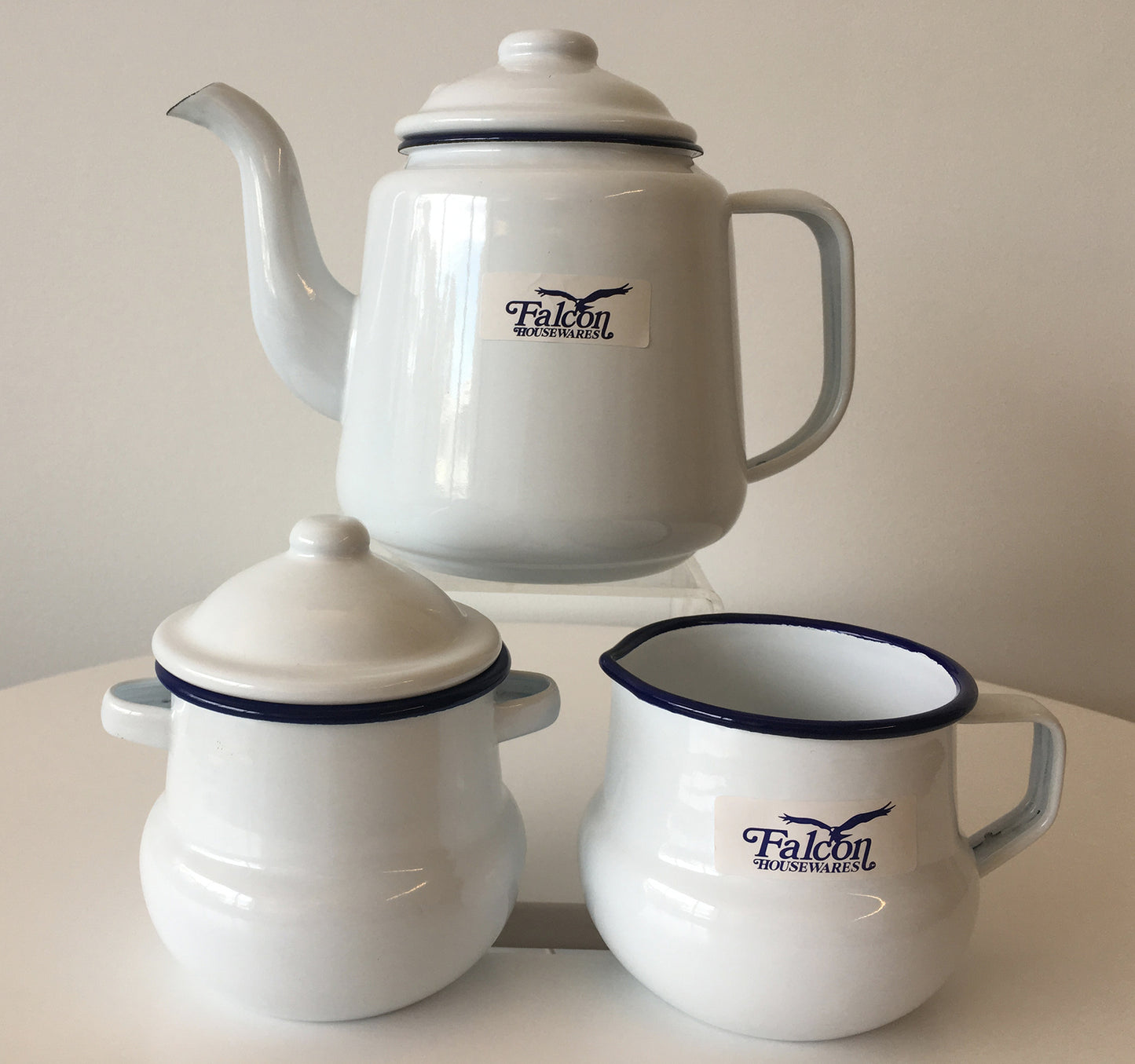 Falcon Enamel 1.5L Kettle with Sugar Pot and Creamer Set