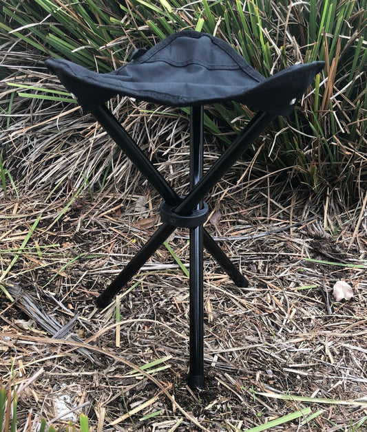 Compact Lifestyle 3 Leg Folding Camp Stool - Black with Carry Bag