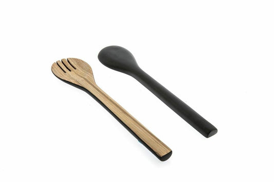 Casa Uno Bamboo Salad Servers - Black