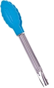 Mini Tongs - Stainless Steel with Nylon Head - Bright Blue (18cm)