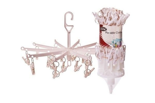 Portable Clothes Dryer with 20 Pegs - White