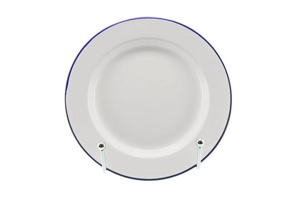 Falcon Enamel Dinner Plate 26cm - White with Blue Rim