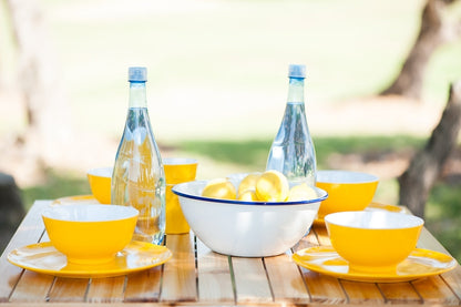 Falcon Enamel Mixing Bowls Set - White with Blue Rim