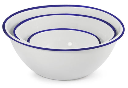 Falcon Enamel Mixing Bowls Set - White with Blue Rim