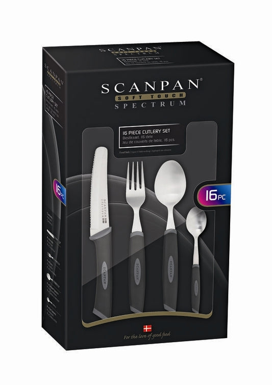 Scanpan Spectrum Cutlery Set 16 Piece - Black & Grey