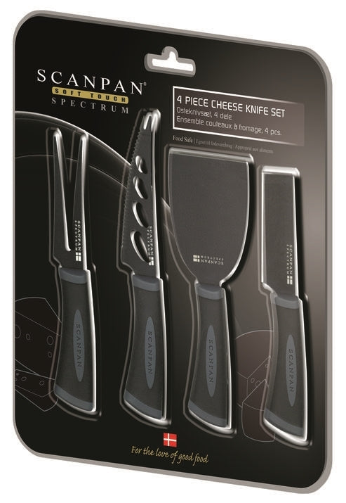 Scanpan Spectrum 4 Piece Cheese Knife Set  - Black & Grey
