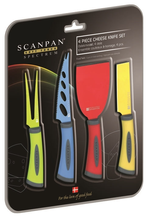 Scanpan Spectrum 4 Piece Cheese Knife Set  - Multi Coloured