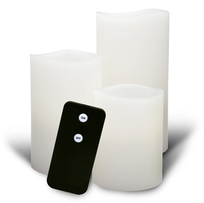 Enjoy Flameless LED Real Wax Pillar Candles - 3 Pack Gift Box