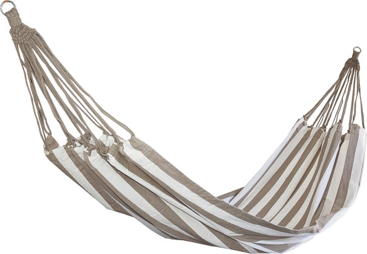 Designer Striped Cotton Hammock - Taupe & White (Ohara)