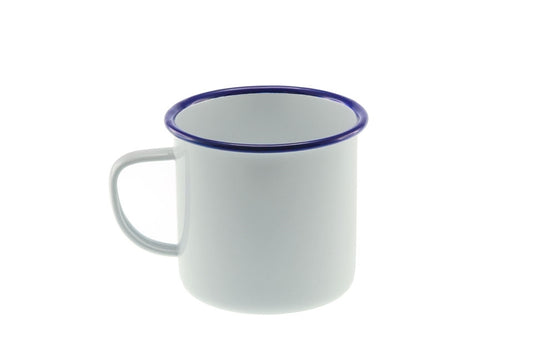 Falcon Enamel Mug 500ML - White with Blue Rim