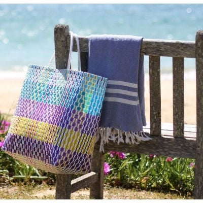 Woven Beach Tote - Petunia