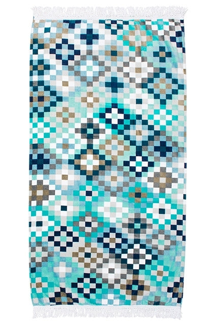 Bambury Fringed Printed Beach Towel (80 x 160cm) - Mosaic