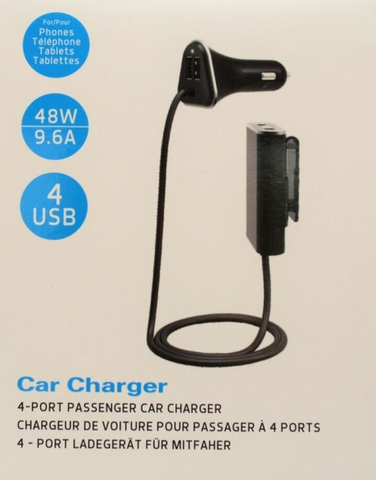 Ultra-fast 9.6amp 4 port USB car charger