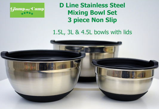D Line Stainless Steel Mixing Bowl Set 3 piece Non Slip