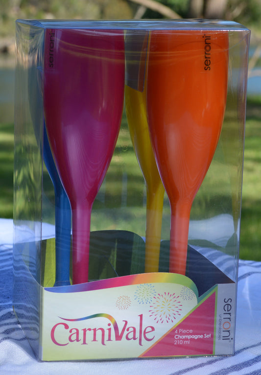 Serroni Carnivale 4 Piece Champagne Flute 210ml - Mixed
