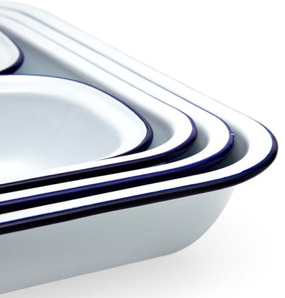 Falcon Enamel 5 Piece Baking Set - White with Blue Rim