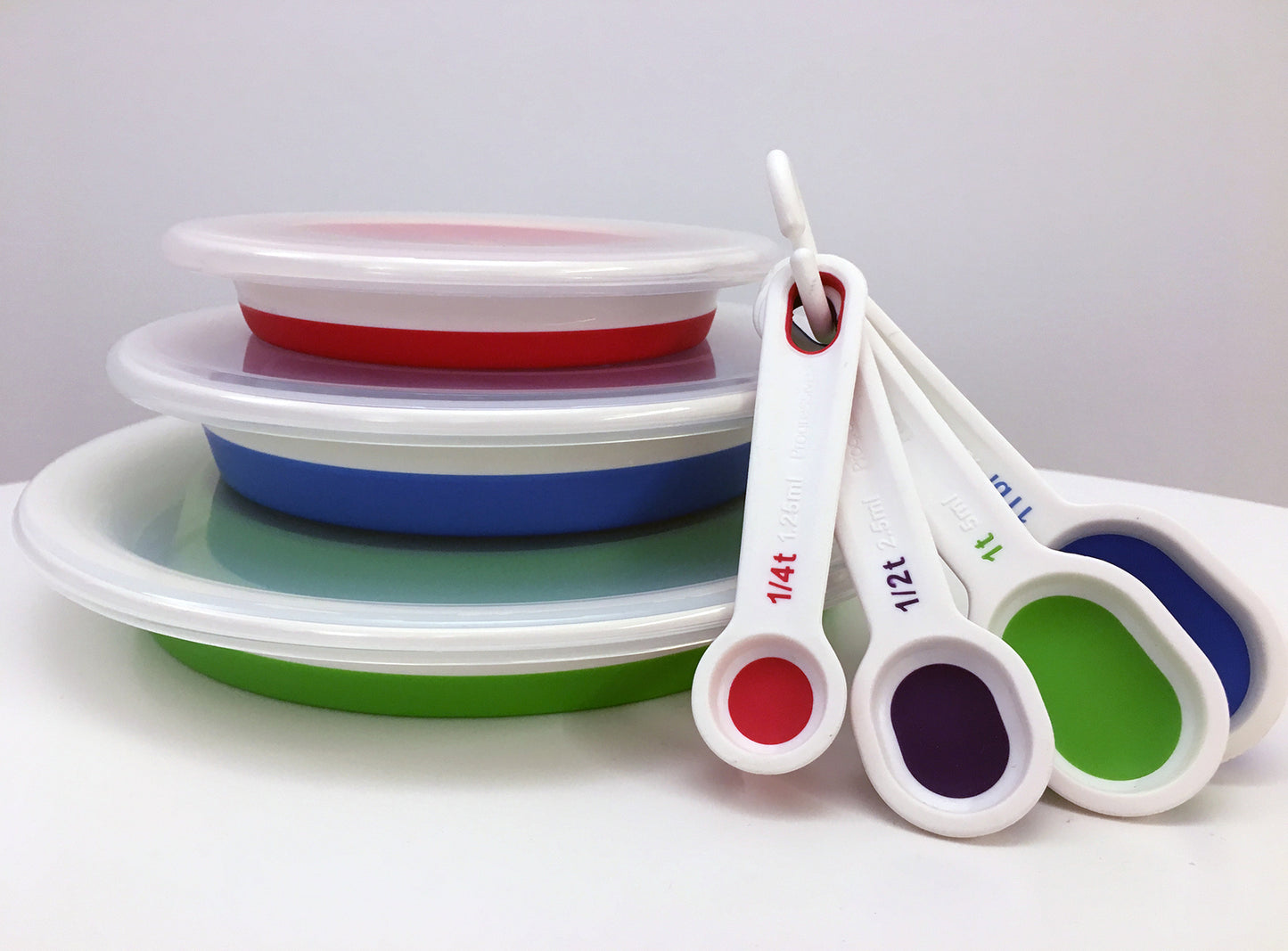 Progressive Collapsible Bowl Storage Set & Flexible Measuring Spoons Bundle
