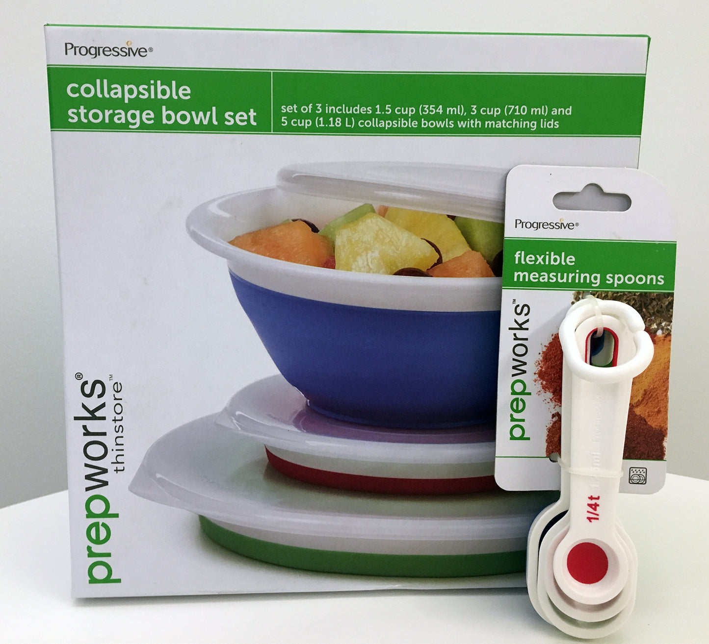 Progressive Collapsible Bowl Storage Set & Flexible Measuring Spoons Bundle