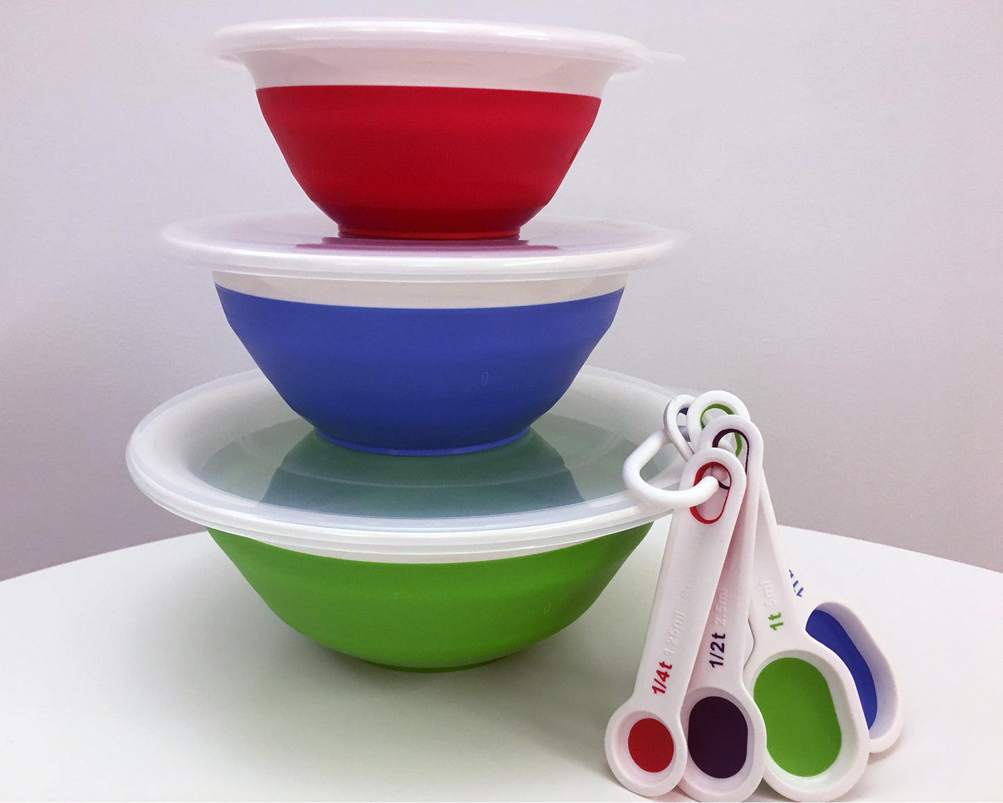 Progressive Collapsible Bowl Storage Set & Flexible Measuring Spoons Bundle