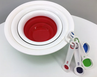 Progressive Collapsible Bowl Storage Set & Flexible Measuring Spoons Bundle