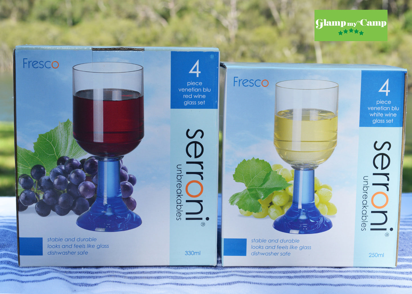 Serroni Venetian Blue Red Wine & White Wine Set