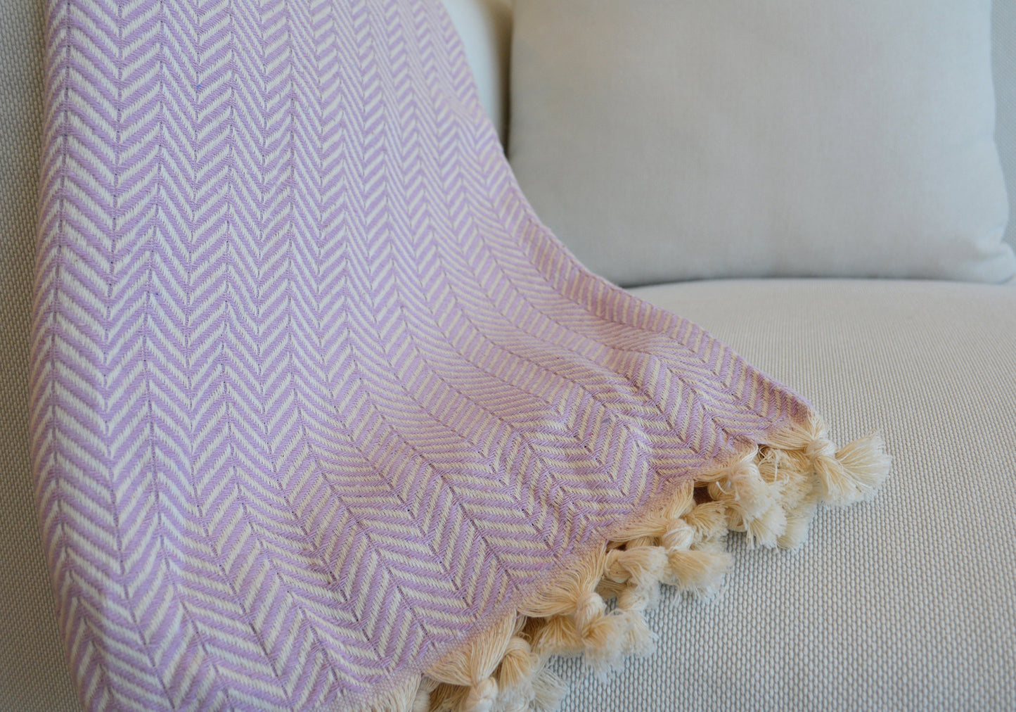 Luxurious Turkish Cotton Throw Rug / Travel Blanket - Lilac