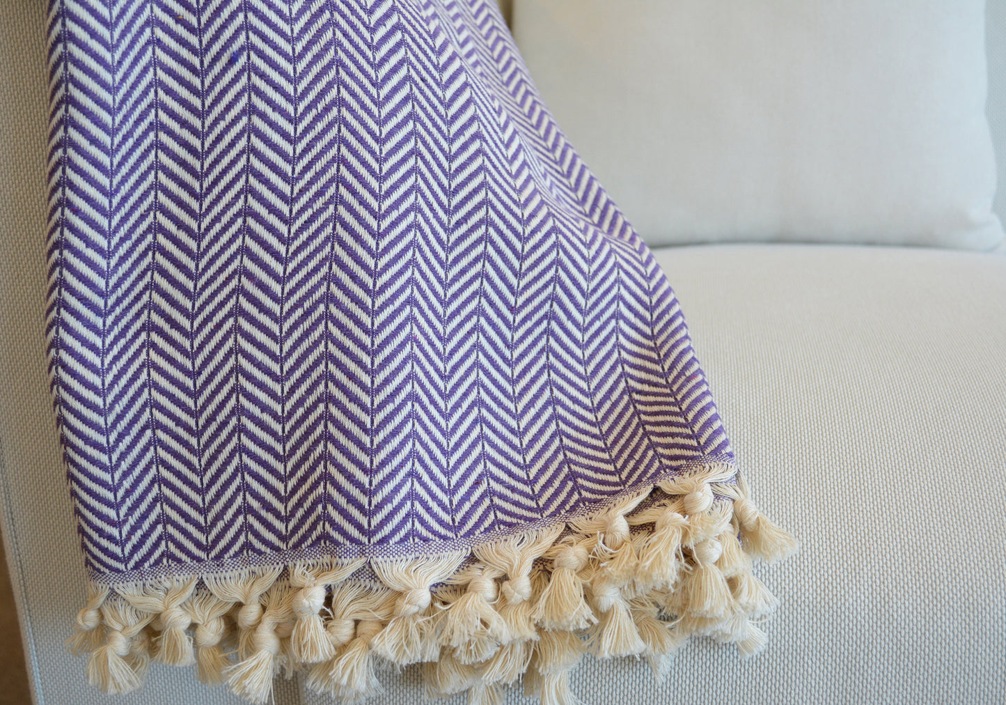 Luxurious Turkish Cotton Throw Rug / Travel Blanket - Purple