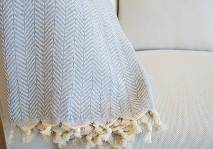 Luxurious Turkish Cotton Throw Rug / Travel Blanket - Grey