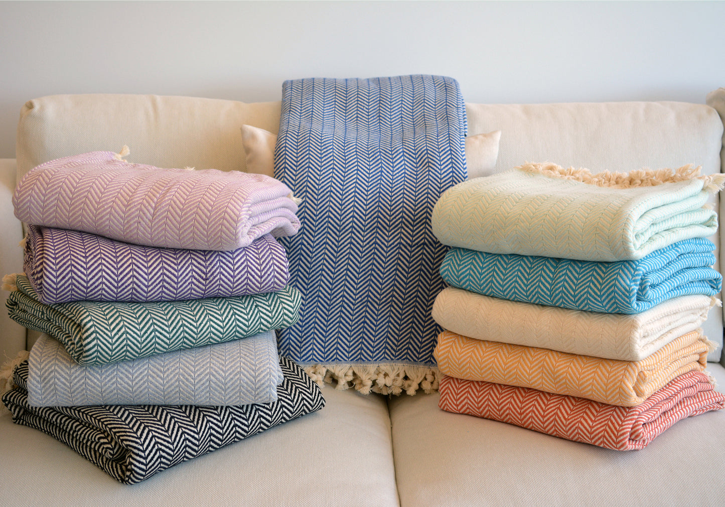 Luxurious Turkish Cotton Throw Rug / Travel Blanket - Turquoise