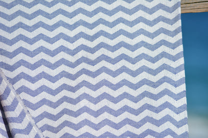 Compact Lifestyle Beach Wave Turkish Towel – Blue