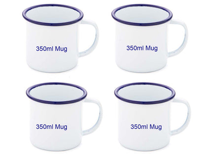 Falcon Enamel 2L Kettle, Sugar Pot & Creamer Set with 4 x 350ml Mugs