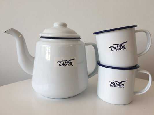 Falcon Enamel 1.5L Kettle with 2 x 350ml Mugs
